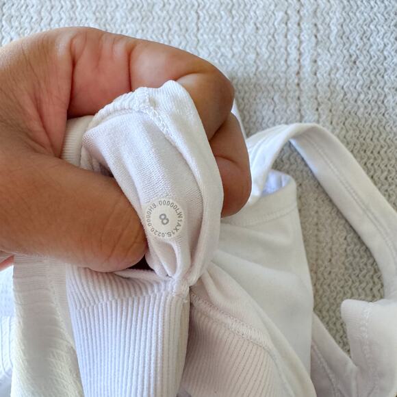 Lululemon White Ebb to Street Ribbed Tank II Size 8 Yoga Workout Athleisure - Picture 4 of 8